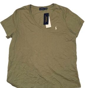 Polo by Ralph Lauren Women's Olive V-Neck T-Shirt Size XL